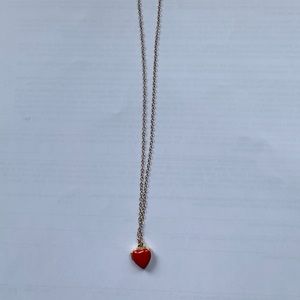 Kris nations red enamel heart locket with chain